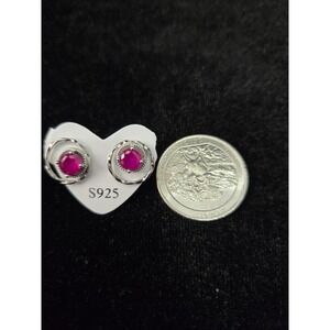 Sterling Silver Red RUBY EARRINGS